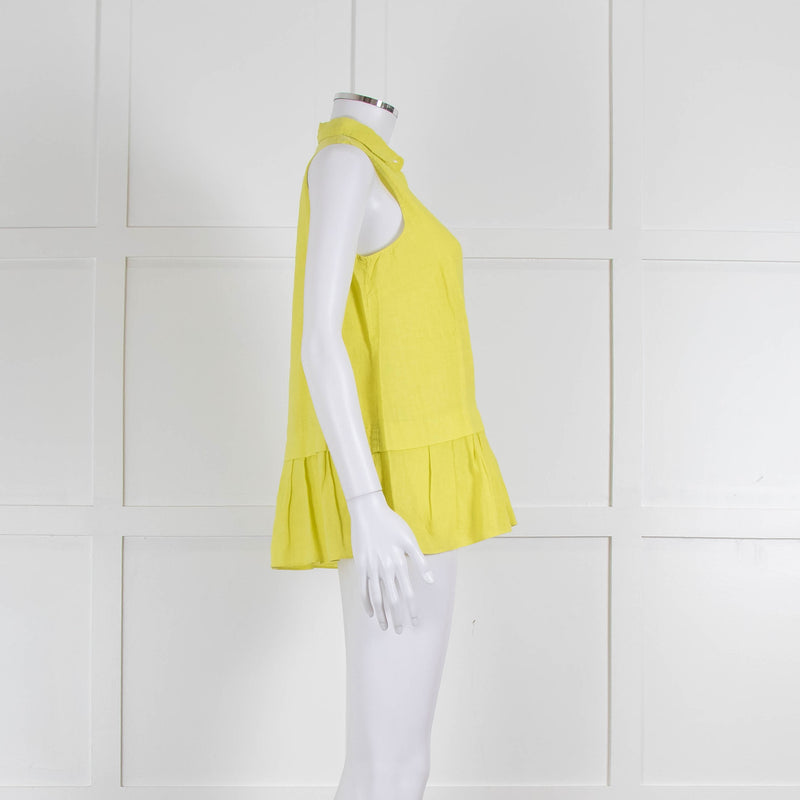 Rosso35 Lime Green Sleeveless Shirt with Peplum