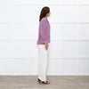 By IRIS Lilac Chequered Frilled Trim Blouse