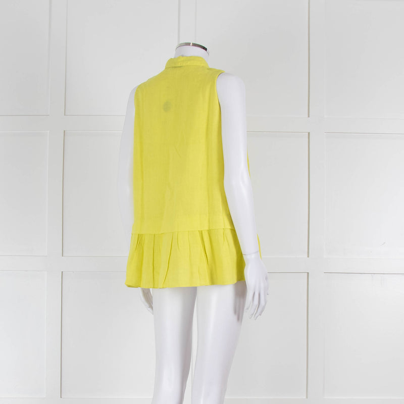 Rosso35 Lime Green Sleeveless Shirt with Peplum