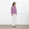 By IRIS Lilac Chequered Frilled Trim Blouse