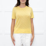 Majestic Filatures Yellow Cashmere Pointelle Short Sleeve Top