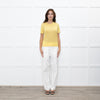 Majestic Filatures Yellow Cashmere Pointelle Short Sleeve Top