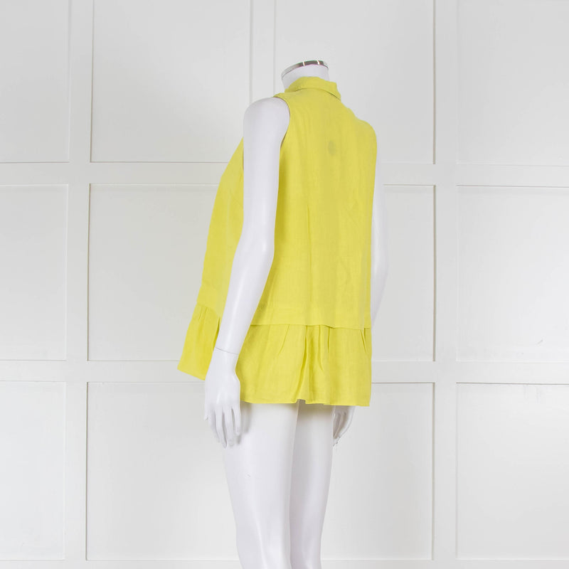 Rosso35 Lime Green Sleeveless Shirt with Peplum