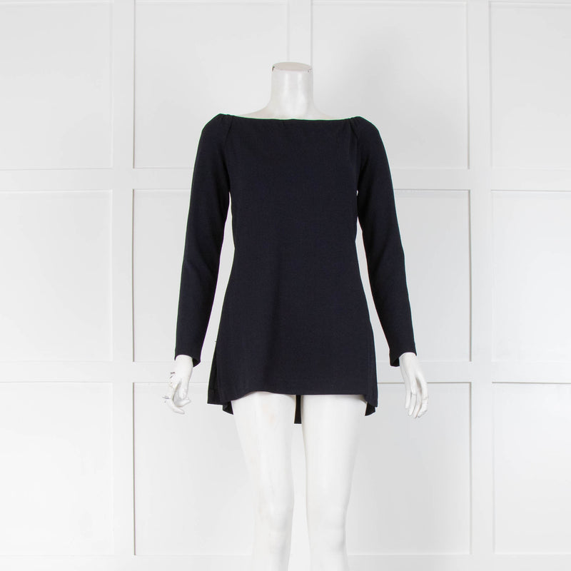 Tibi Black Long Sleeve Off Shoulder Tunic Top