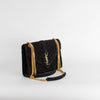Saint Laurent Black Suede Quilted Envelope Crossbody