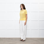 Majestic Filatures Yellow Cashmere Pointelle Short Sleeve Top