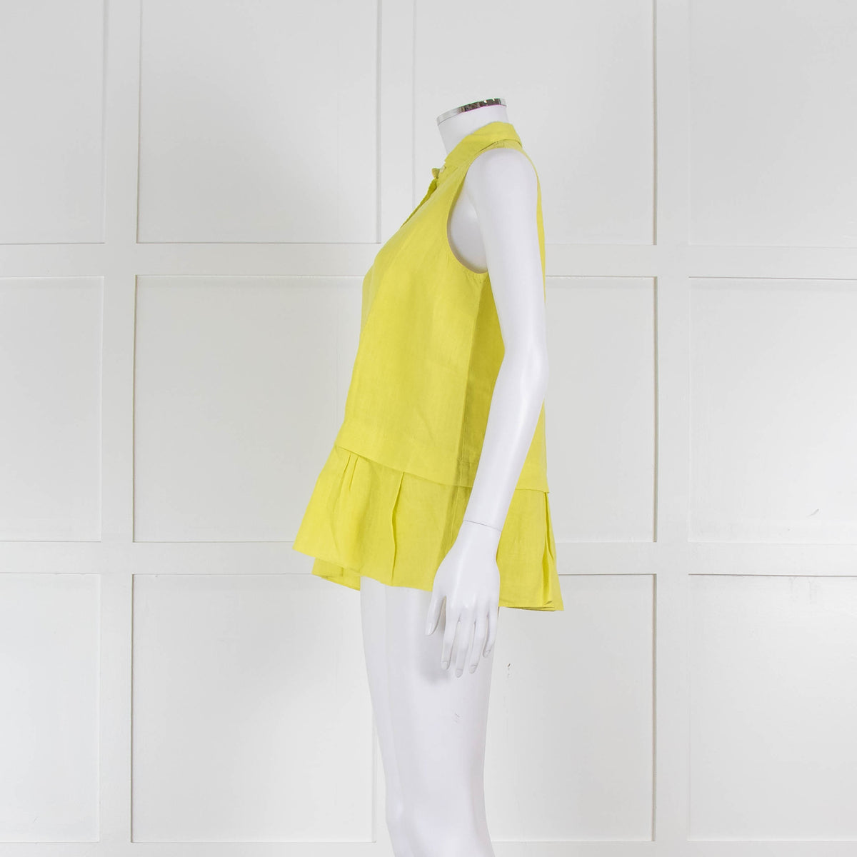 Rosso35 Lime Green Sleeveless Shirt with Peplum