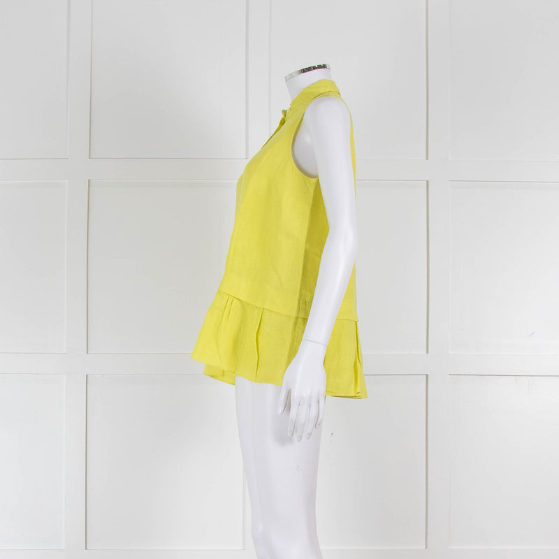 Rosso35 Lime Green Sleeveless Shirt with Peplum