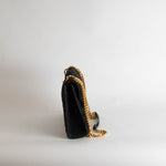 Saint Laurent Black Suede Quilted Envelope Crossbody