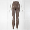 J Brand Khaki Leather Ankle Zip Trousers