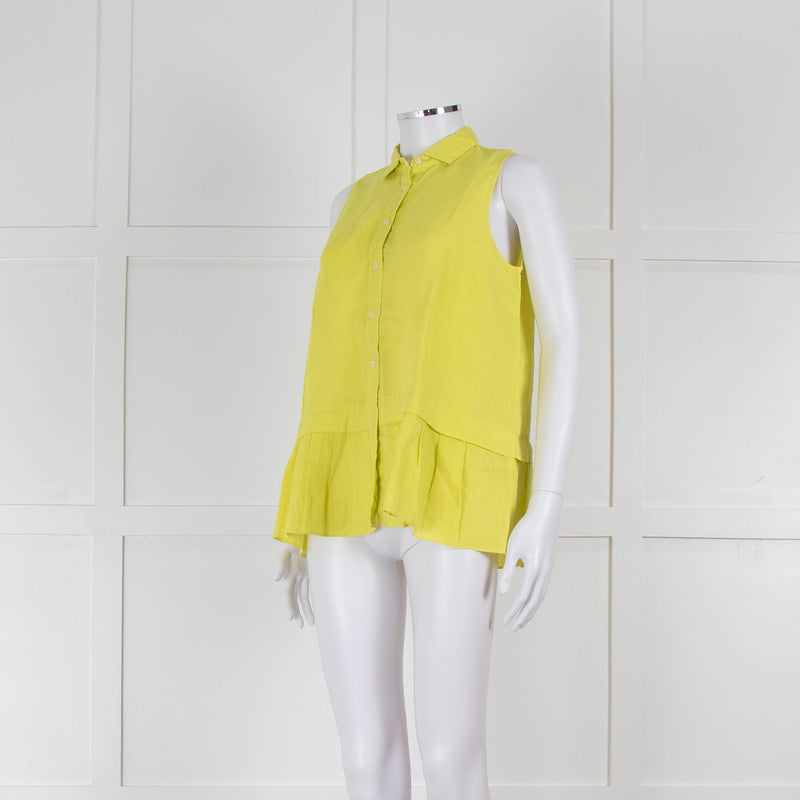 Rosso35 Lime Green Sleeveless Shirt with Peplum