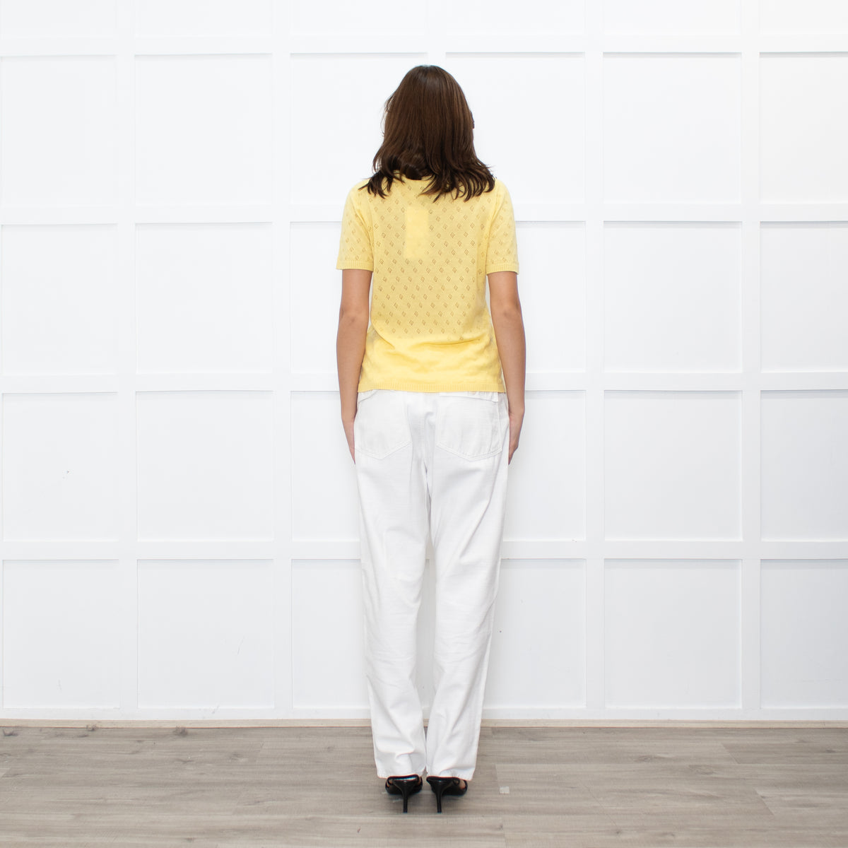 Majestic Filatures Yellow Cashmere Pointelle Short Sleeve Top