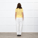 Majestic Filatures Yellow Cashmere Pointelle Short Sleeve Top