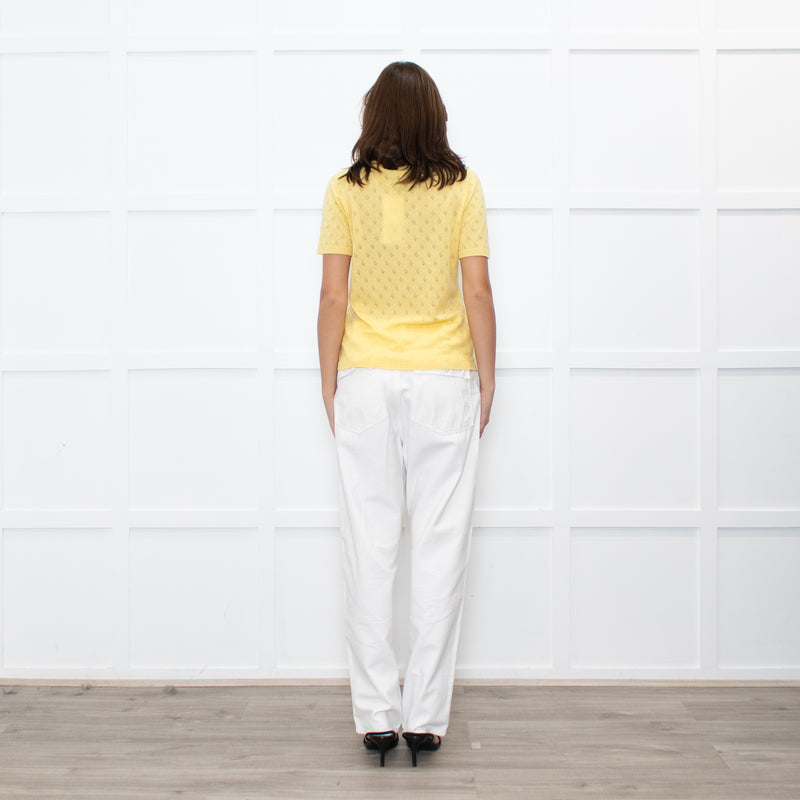 Majestic Filatures Yellow Cashmere Pointelle Short Sleeve Top