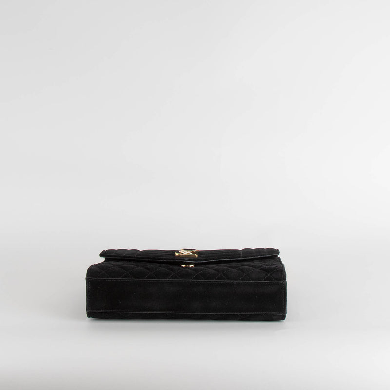 Saint Laurent Black Suede Quilted Envelope Crossbody