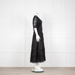 Waimari Black Cotton Lace Detail Puff Sleeve Maxi Dress