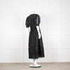 Waimari Black Cotton Lace Detail Puff Sleeve Maxi Dress