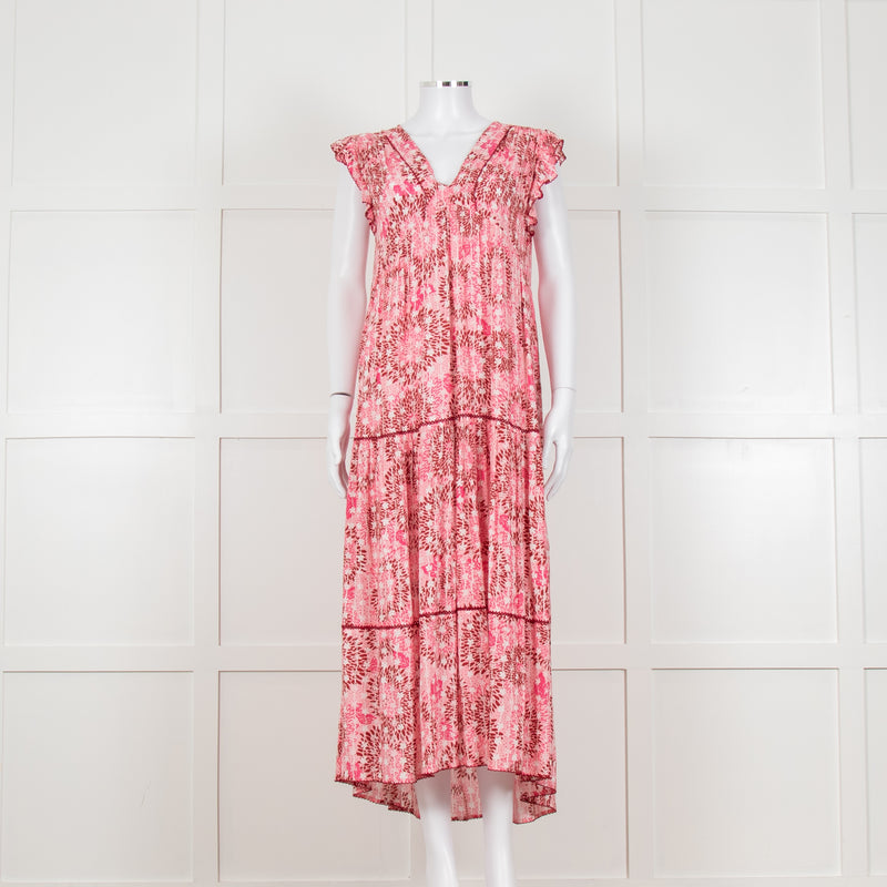 Poupette St Barth Pink Floral Print Tiered Dress