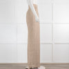 Max Mara Beige Check Linen Turned Up Trousers