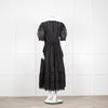 Waimari Black Cotton Lace Detail Puff Sleeve Maxi Dress