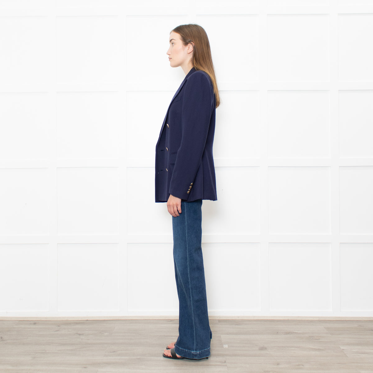 Ralph Lauren Navy Cashmere  Gold Button Blazer Jacket
