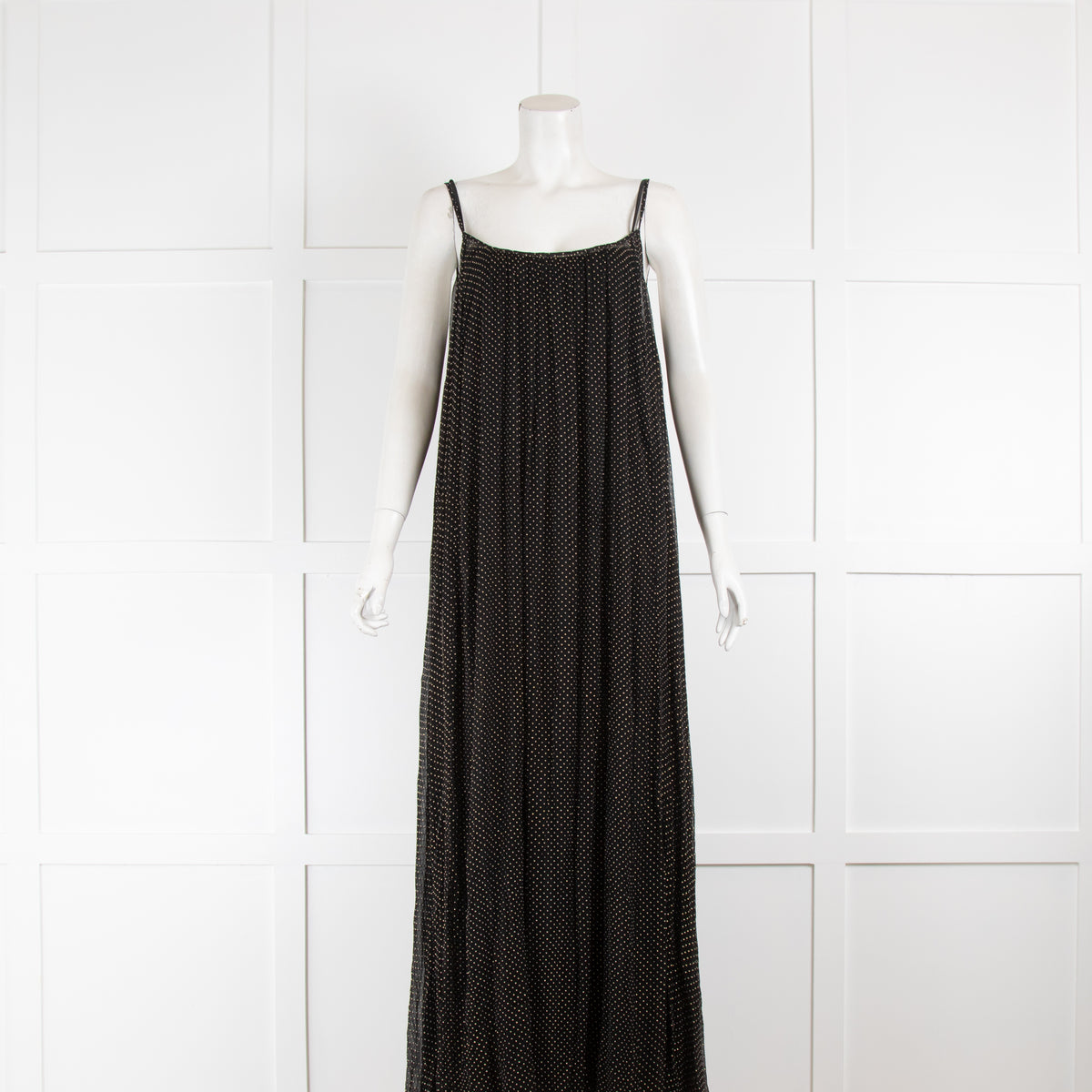 Mes Demoiselles Black Maxi Smock Dress with Small Metallic Studs