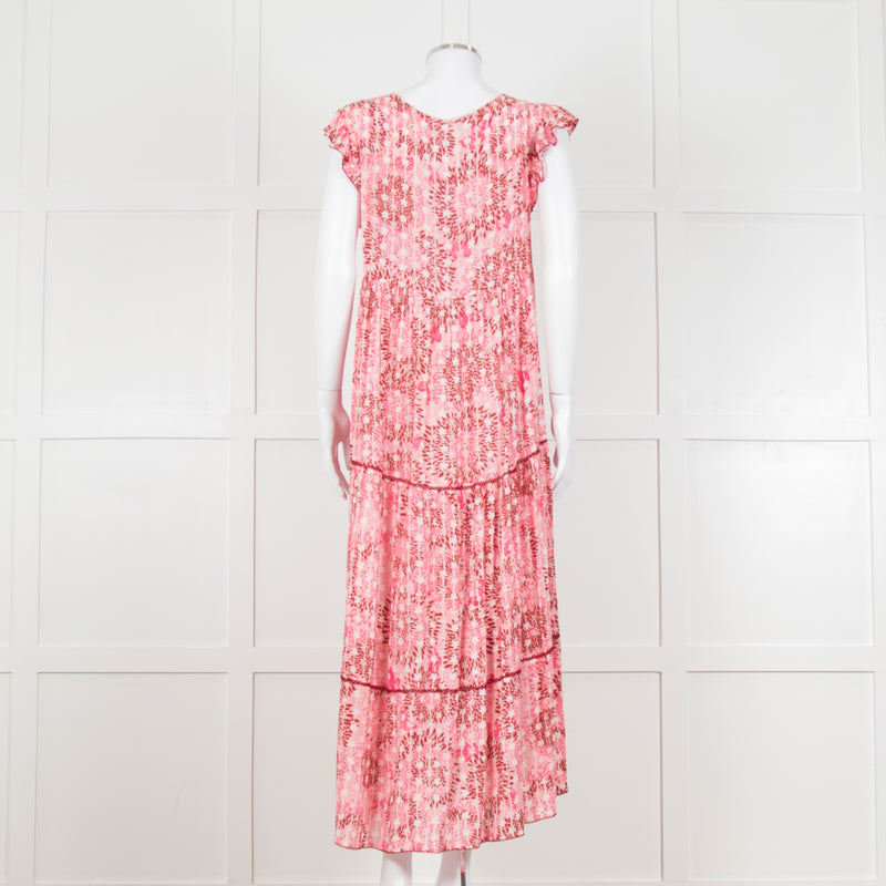 Poupette St Barth Pink Floral Print Tiered Dress