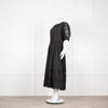 Waimari Black Cotton Lace Detail Puff Sleeve Maxi Dress