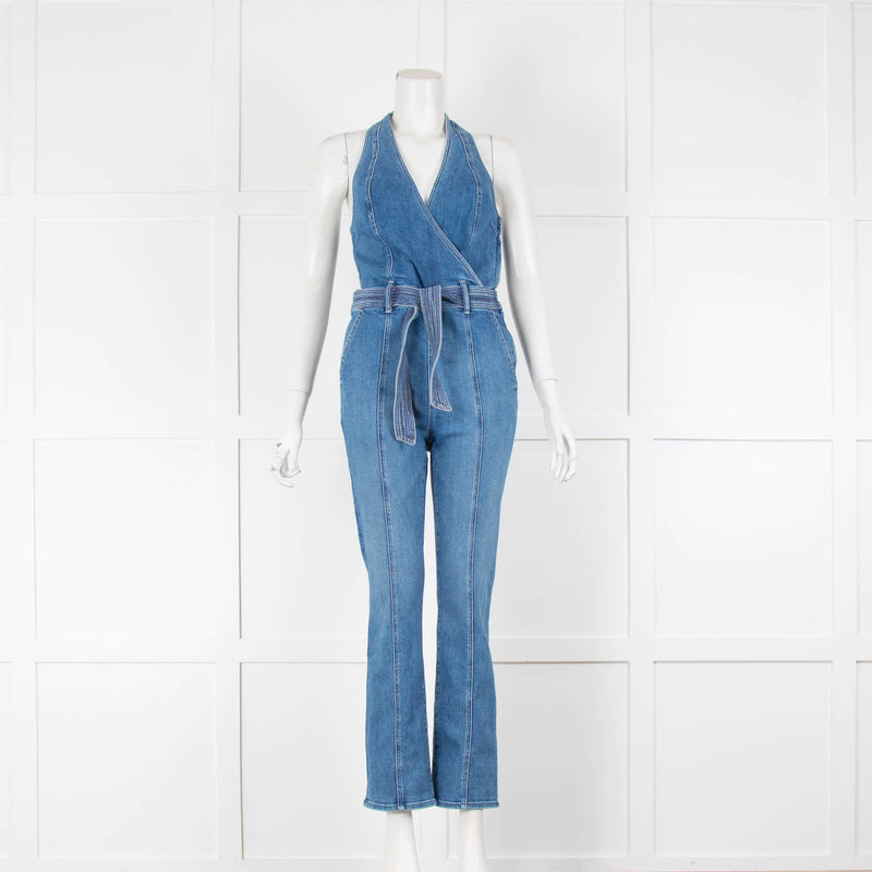 Mother Denim Blue Halterneck Jumpsuit
