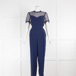 Michael Kors Navy Jumpsuit with Crochet Lace Top