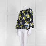 Odeeh Navy, Green and White Floral Off The Shoulder Top