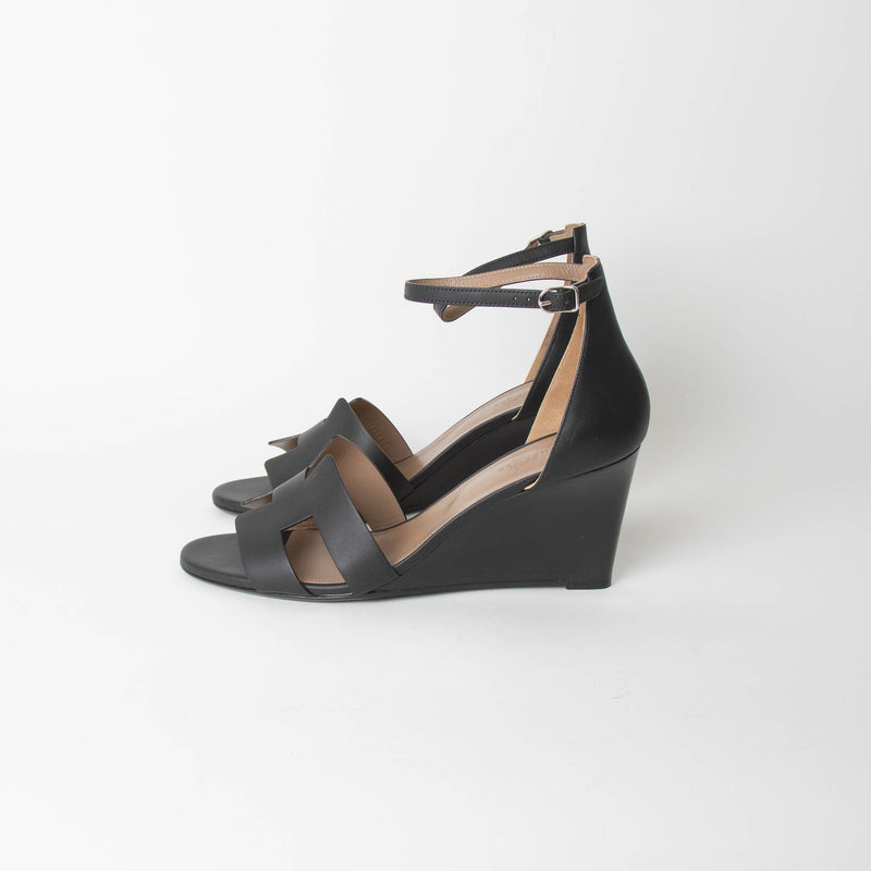 Hermes Black Legend Wedge Sandal