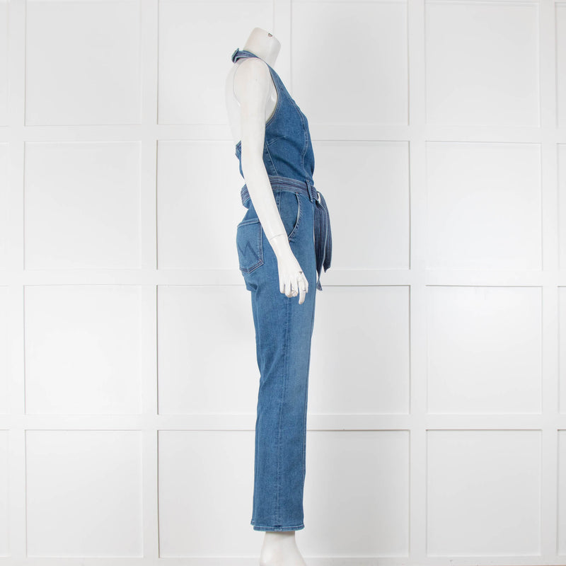 Mother Denim Blue Halterneck Jumpsuit