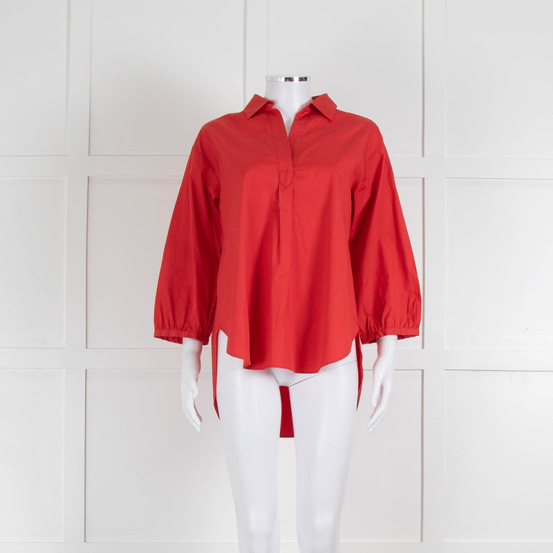 Marc Cain Red Cotton 3/4 Sleeve Tunic Shirt