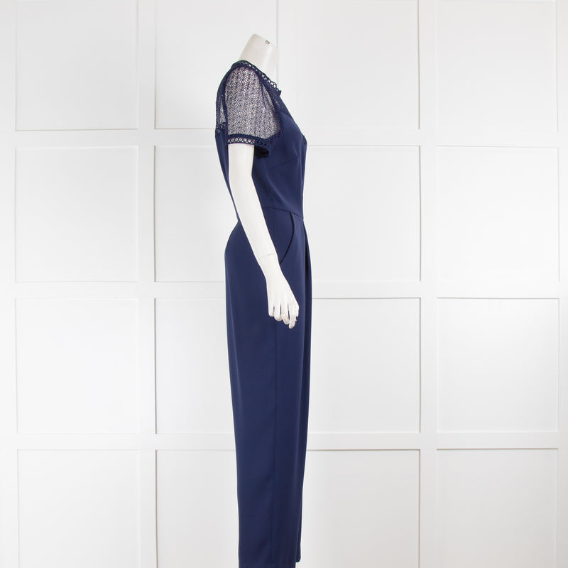 Michael Kors Navy Jumpsuit with Crochet Lace Top