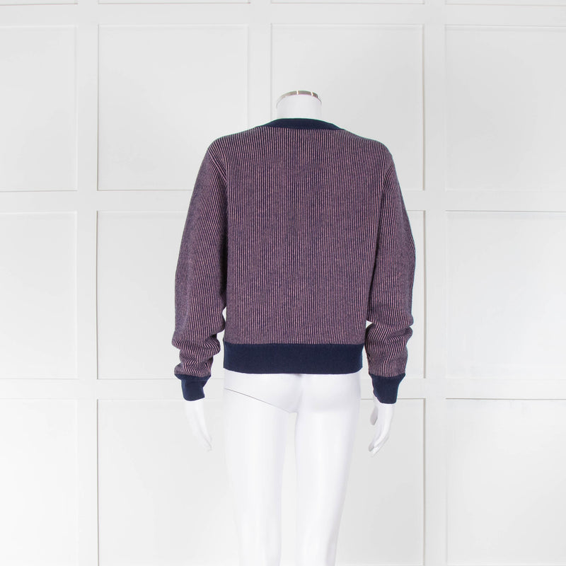 Bella Freud Pink and Blue Stripe 'Baby Blue' Jumper