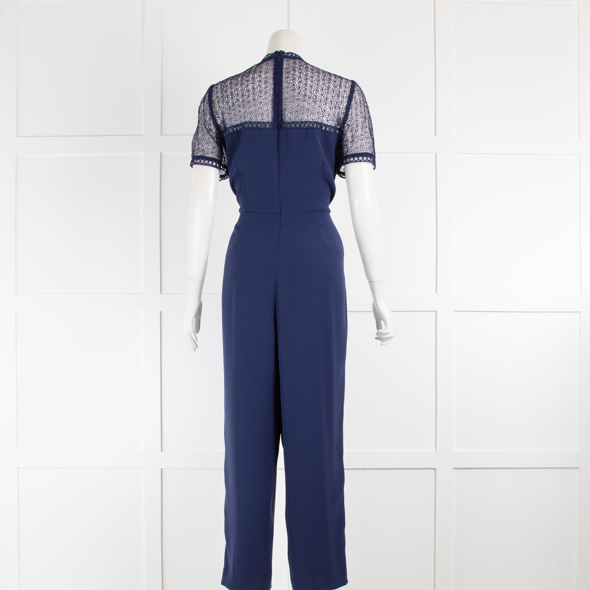 Michael Kors Navy Jumpsuit with Crochet Lace Top