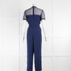 Michael Kors Navy Jumpsuit with Crochet Lace Top