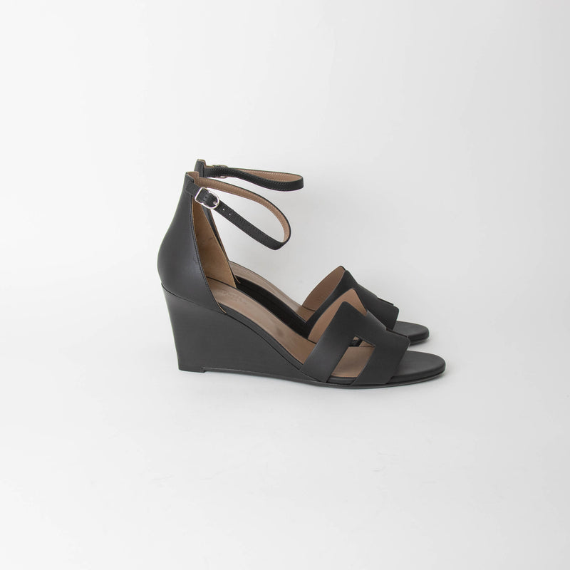 Hermes Black Legend Wedge Sandal