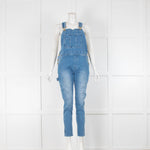 Frame Blue Denim Fitted Dungarees