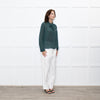 Ba&sh Green White Print Bow Tie Blouse