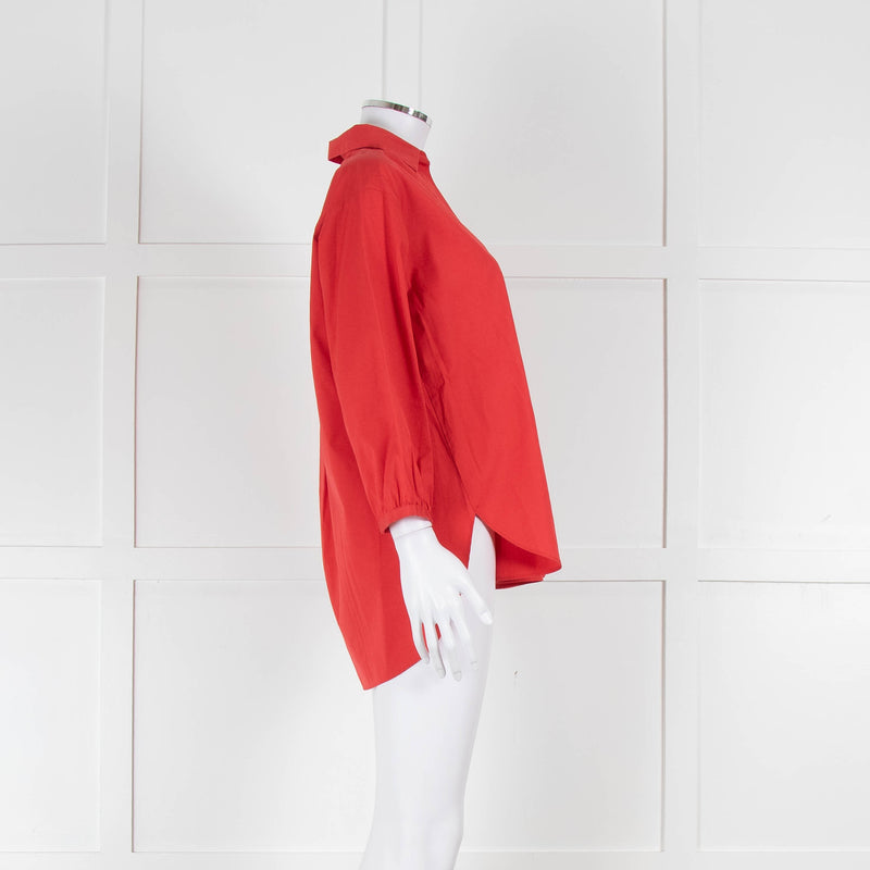Marc Cain Red Cotton 3/4 Sleeve Tunic Shirt