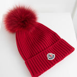 Moncler Red Fur Bobble Hat