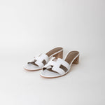 Hermes Oasis White Nude Block Heel Sandals