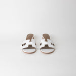 Hermes Oasis White Nude Block Heel Sandals