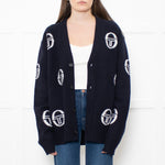 Sergio Tacchini Navy Cucire Logo Printed Cardigan