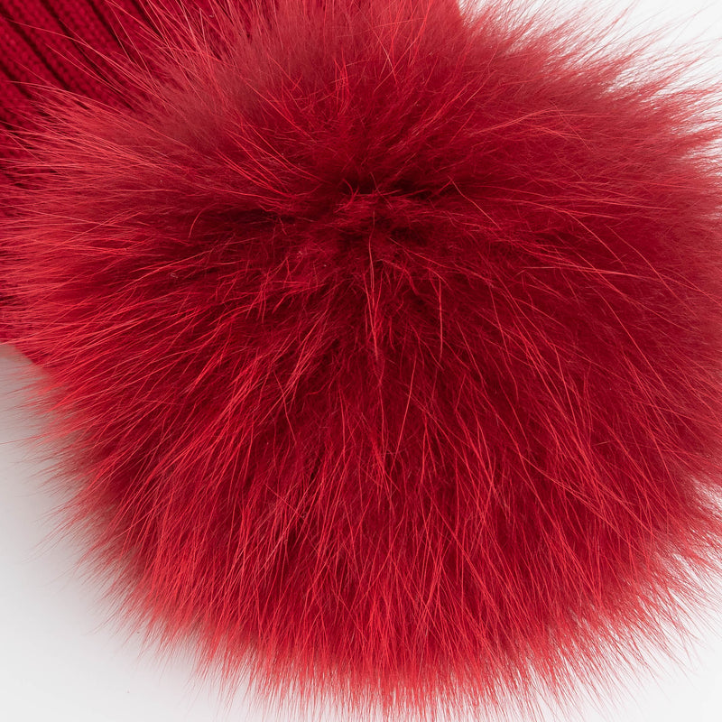 Moncler Red Fur Bobble Hat