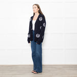 Sergio Tacchini Navy Cucire Logo Printed Cardigan