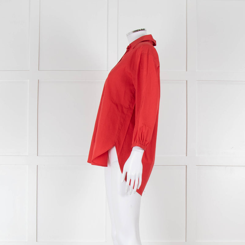 Marc Cain Red Cotton 3/4 Sleeve Tunic Shirt