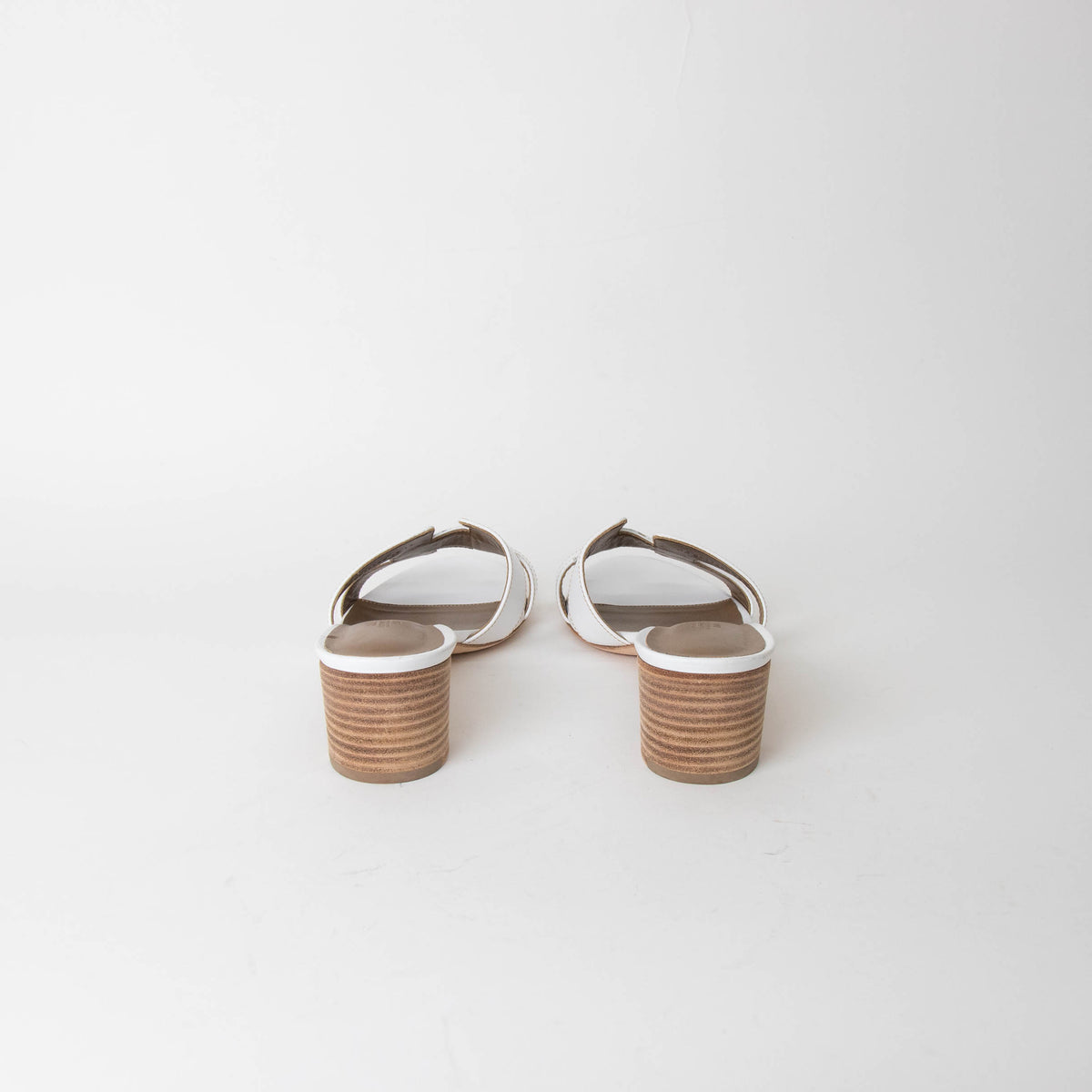 Hermes Oasis White Nude Block Heel Sandals